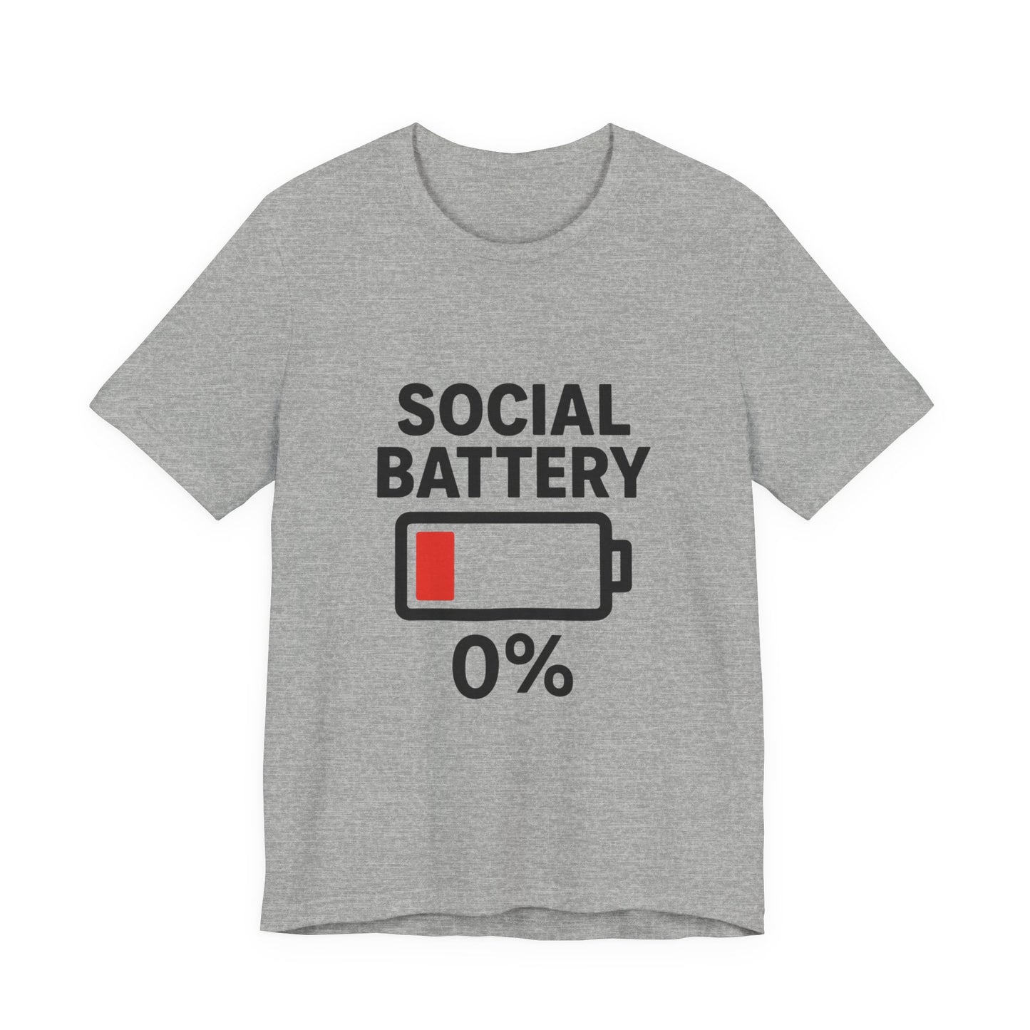 Social Battery Unisex Tee, Funny T-Shirt, Quirky Gift, Introvert Humor, Casual Wear, Relaxing Vibes