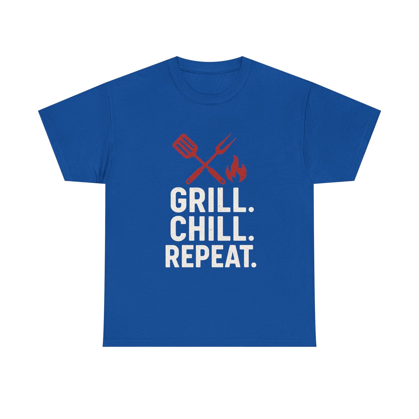 Grill Chill Repeat Tee | Summer BBQ Shirt, Unisex Cotton T-Shirt, Gift for Grill Lovers, Casual Summer Wear, Cookout Apparel