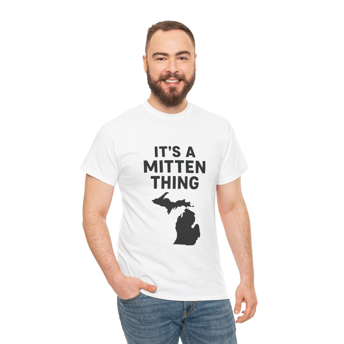 It's a Mitten Thing Tee | Michigan Pride Shirt, Unisex Heavy Cotton T-Shirt, Gift for Michiganders, Casual Wear, State Pride Apparel