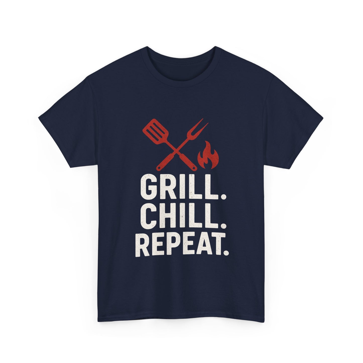 Grill Chill Repeat Tee | Summer BBQ Shirt, Unisex Cotton T-Shirt, Gift for Grill Lovers, Casual Summer Wear, Cookout Apparel