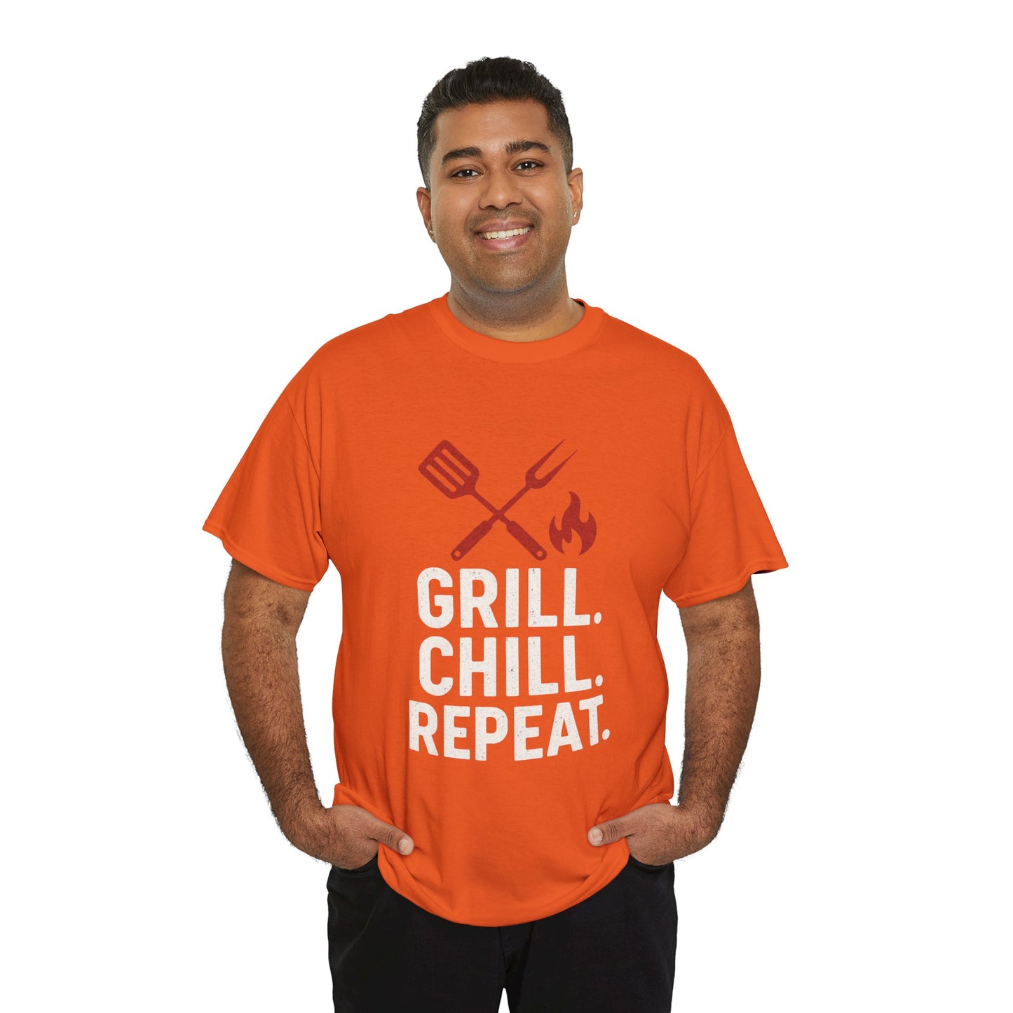 Grill Chill Repeat Tee | Summer BBQ Shirt, Unisex Cotton T-Shirt, Gift for Grill Lovers, Casual Summer Wear, Cookout Apparel