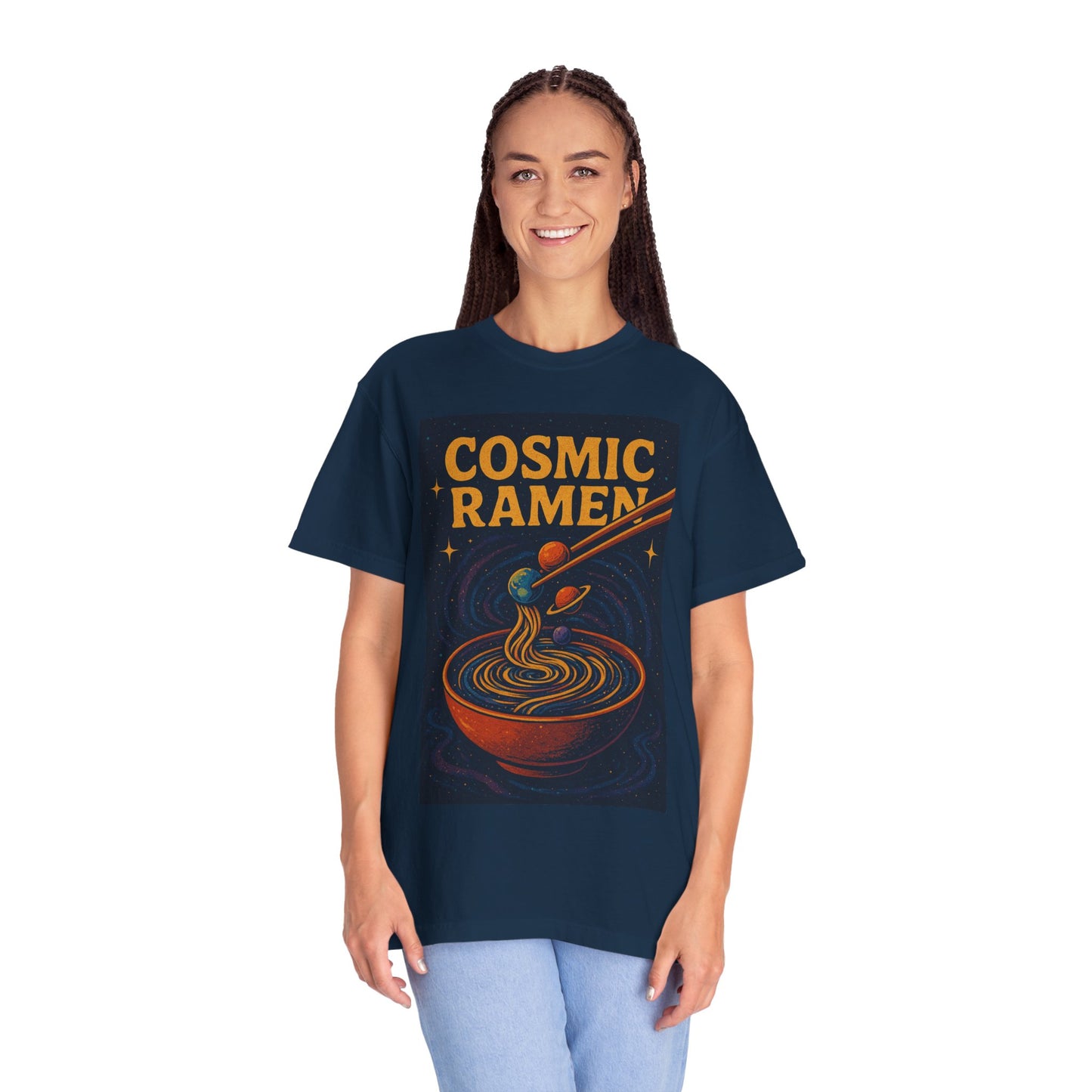 Cosmic Ramen T-Shirt, Unisex Graphic Tee for Food Lovers, Perfect Gift for Foodies, Casual Wear for Ramen Lovers