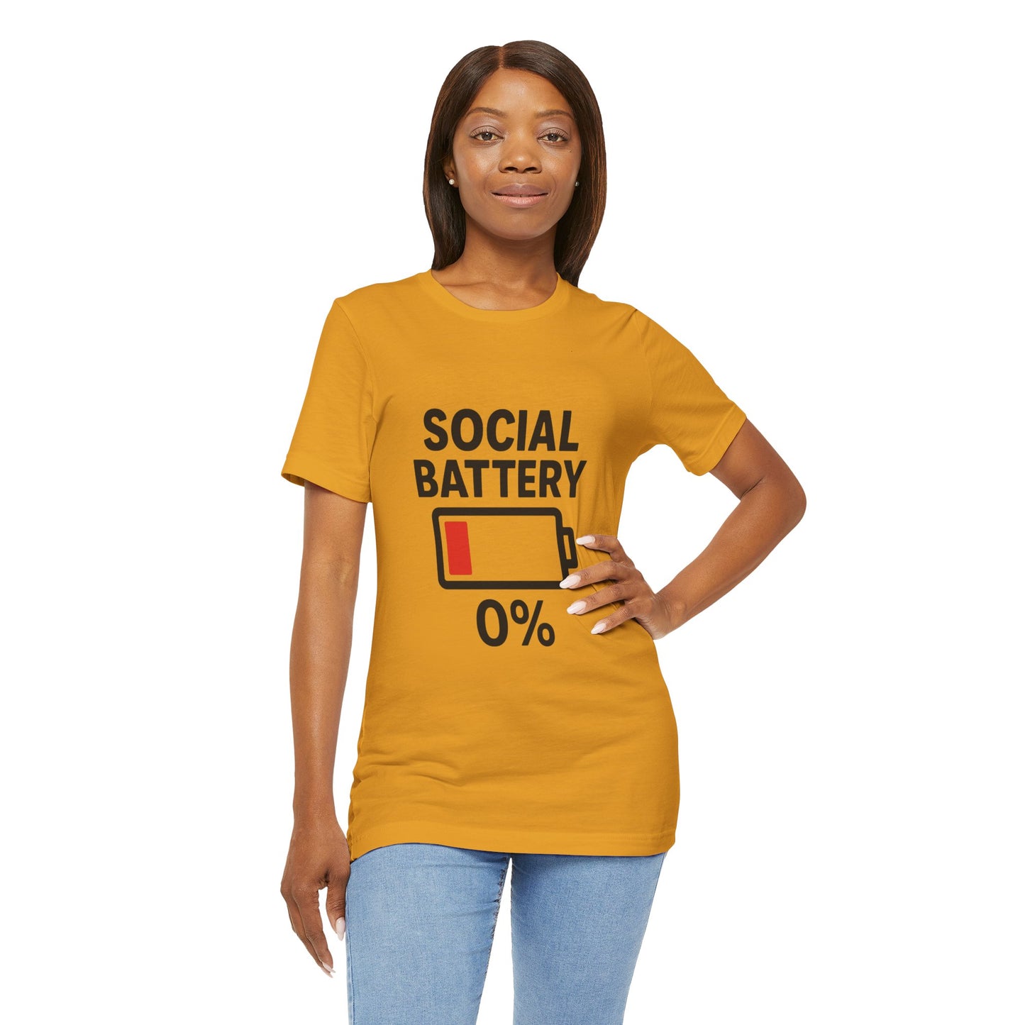 Social Battery Unisex Tee, Funny T-Shirt, Quirky Gift, Introvert Humor, Casual Wear, Relaxing Vibes