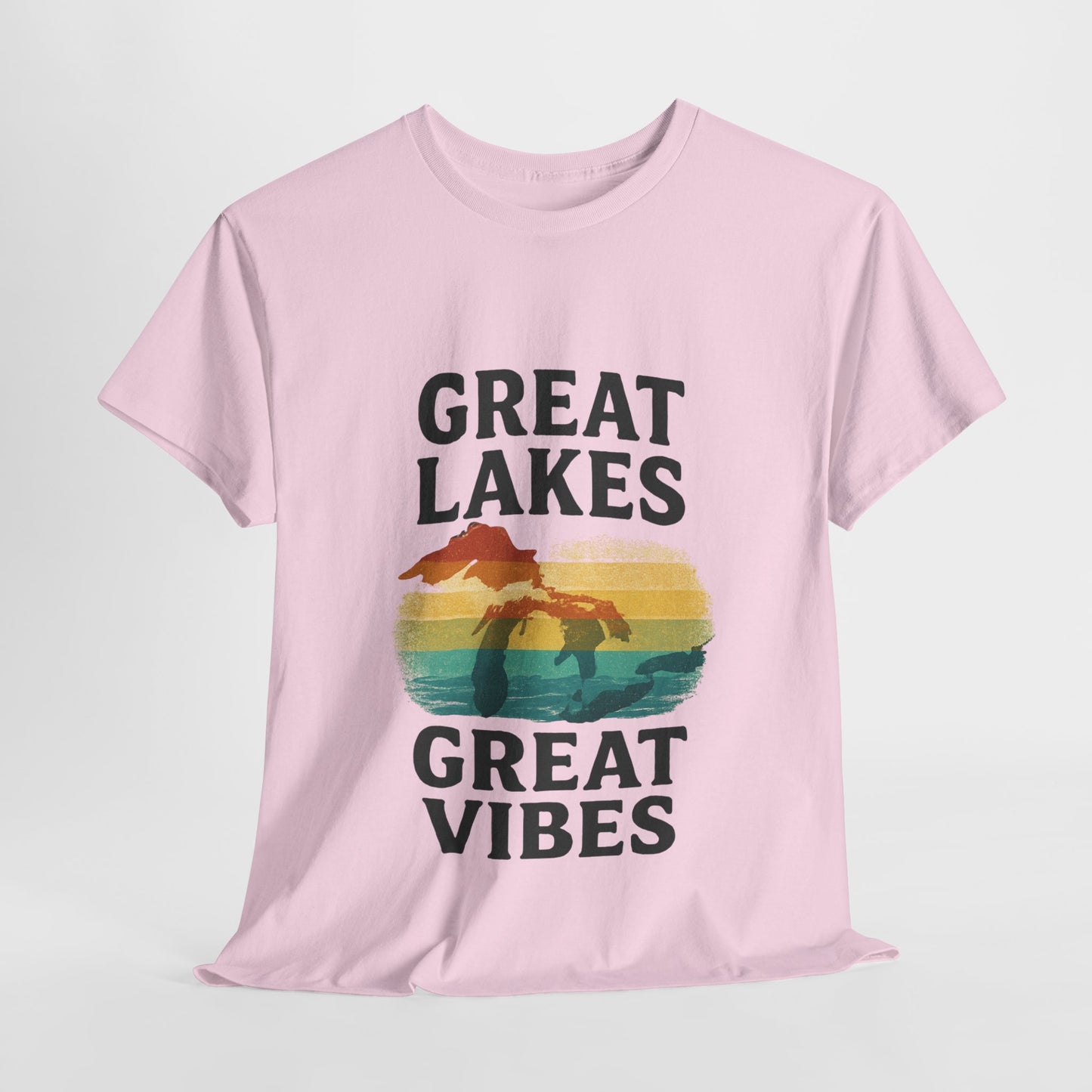 Great Lakes Great Vibes Tee, Unisex Cotton T-Shirt, Summer Wardrobe Essential, Gift for Lake Lovers, Casual Outdoor Wear