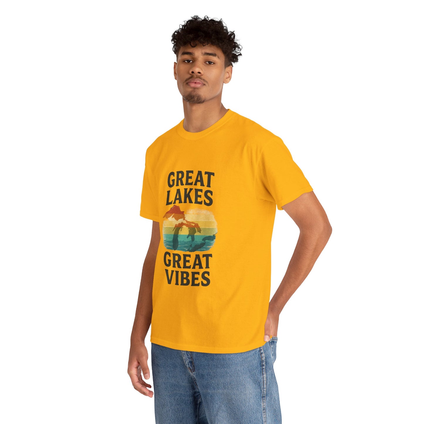 Great Lakes Great Vibes Tee, Unisex Cotton T-Shirt, Summer Wardrobe Essential, Gift for Lake Lovers, Casual Outdoor Wear
