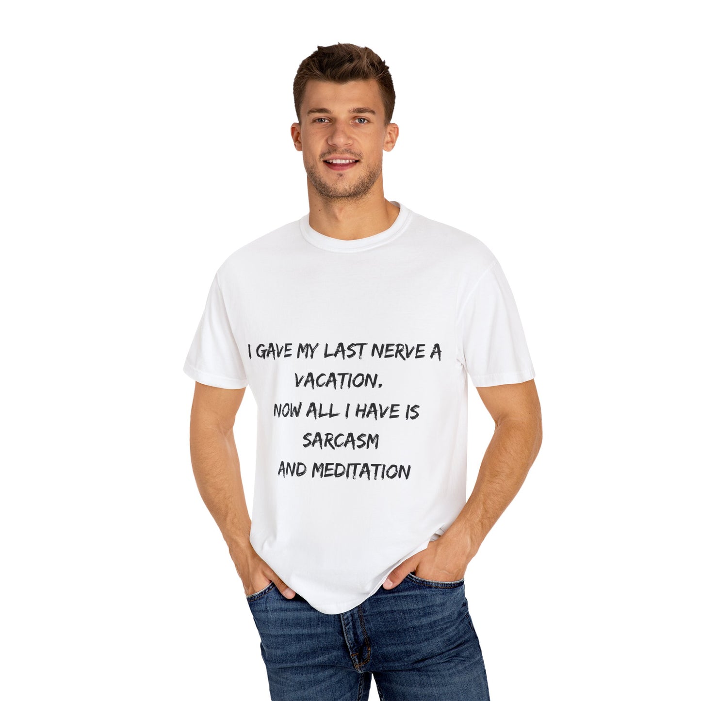 Sarcasm & Meditation T-shirt, Funny Quote Tee, Unisex Graphic T-shirt, Humor Gift, Casual Everyday Wear