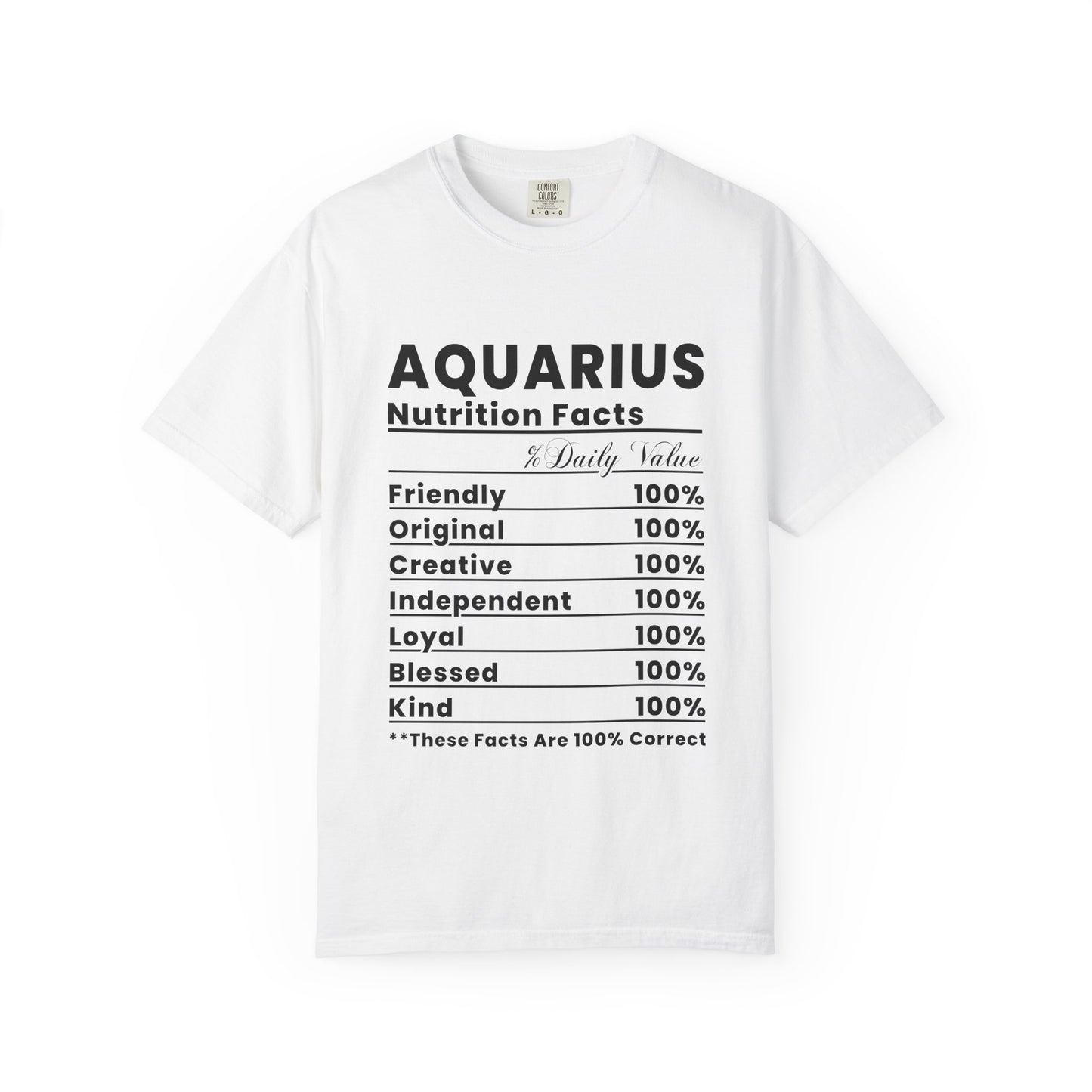 Aquarius Nutrition Facts Unisex T-Shirt - Astrology Gift, Zodiac Tee, Horoscope Apparel, Funny Gift, Birthday Shirt