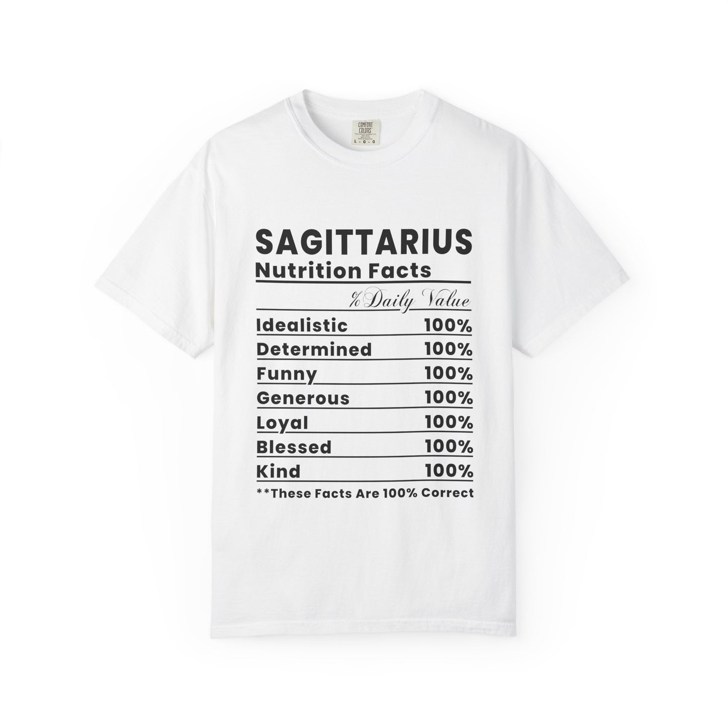 Sagittarius Nutrition Facts T-Shirt, Astrology Tee, Unisex Graphic Shirt, Zodiac Apparel, Gift for Sagittarius, Birthday T-Shirt
