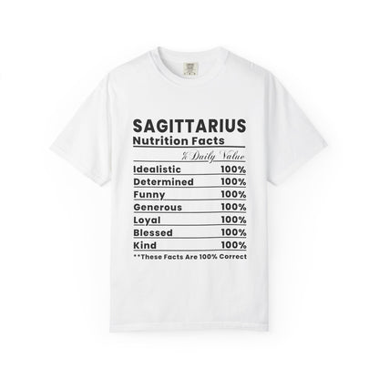 Sagittarius Nutrition Facts T-Shirt, Astrology Tee, Unisex Graphic Shirt, Zodiac Apparel, Gift for Sagittarius, Birthday T-Shirt