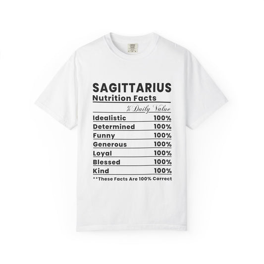 Sagittarius Nutrition Facts T-Shirt, Astrology Tee, Unisex Graphic Shirt, Zodiac Apparel, Gift for Sagittarius, Birthday T-Shirt