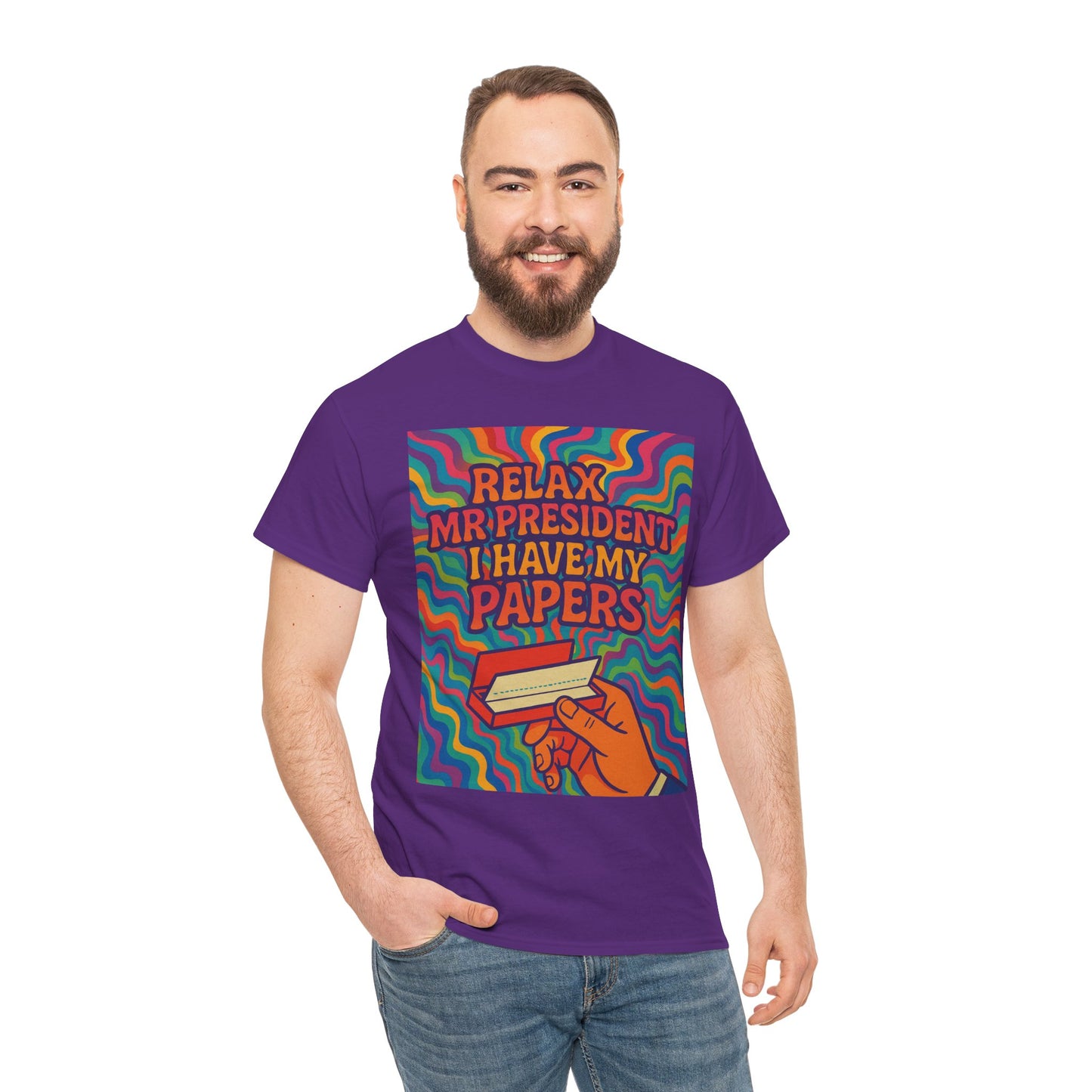 Colorful Political Statement Tee - Relax Mr. President Unisex Heavy Cotton Shirt, Gift for Activists, Humor T-Shirt, Casual Wear, Fun [...]