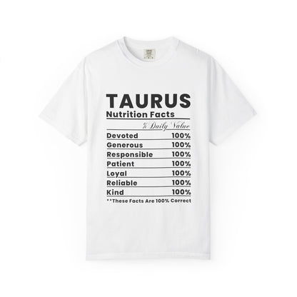 Taurus Nutrition Facts T-shirt | Zodiac Tee, Horoscope Shirt, Gift for Astrology Lovers, Birthday Gift, Everyday Wear