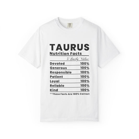 Taurus Nutrition Facts T-shirt | Zodiac Tee, Horoscope Shirt, Gift for Astrology Lovers, Birthday Gift, Everyday Wear