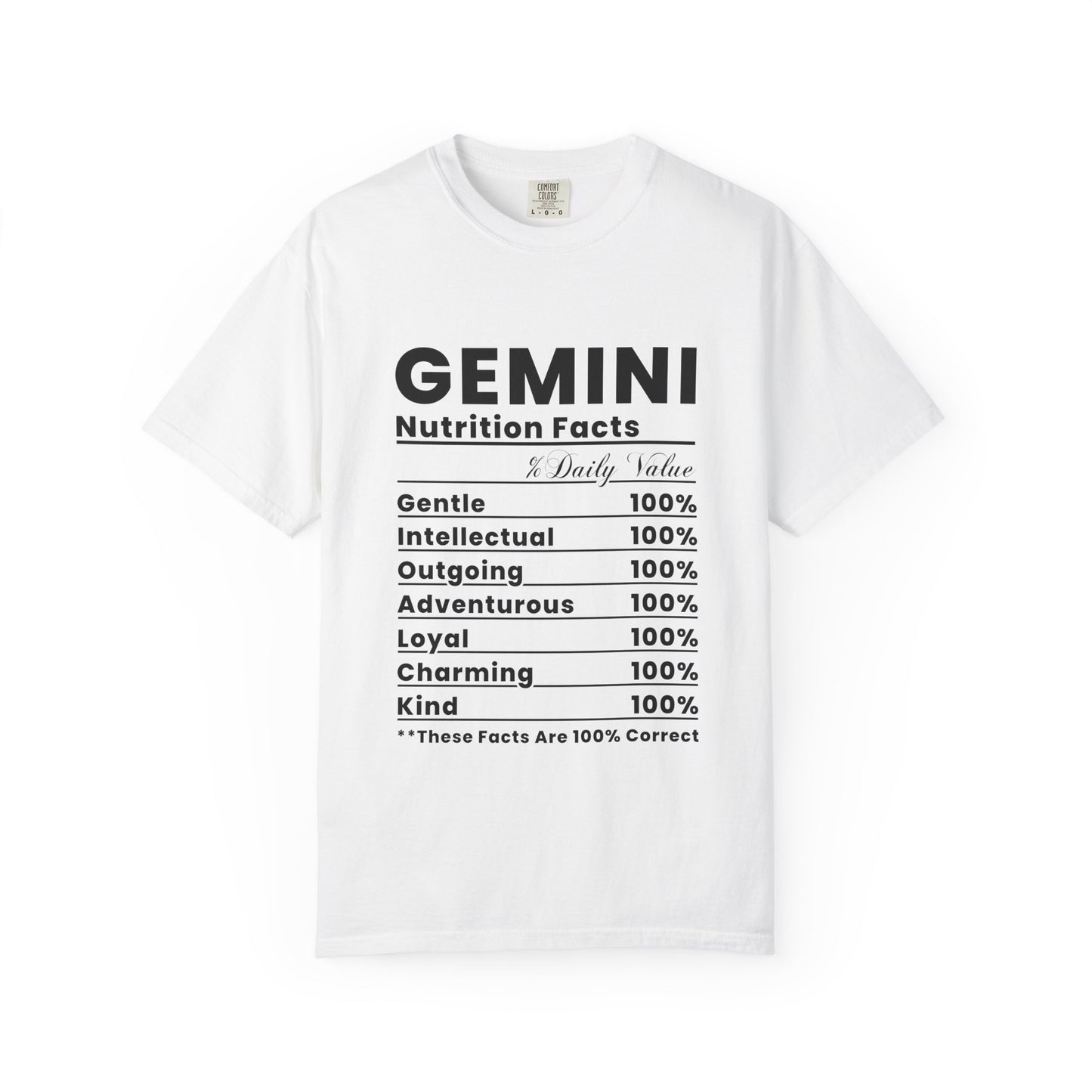 Gemini Nutrition Facts T-Shirt, Astrology Shirt, Zodiac Tee, Gift for Geminis, Birthday Shirt, Unisex Astrology Apparel