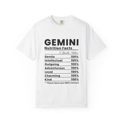 Gemini Nutrition Facts T-Shirt, Astrology Shirt, Zodiac Tee, Gift for Geminis, Birthday Shirt, Unisex Astrology Apparel