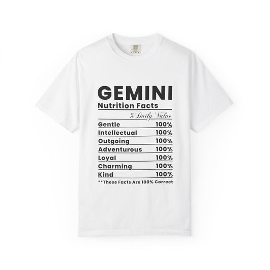 Gemini Nutrition Facts T-Shirt, Astrology Shirt, Zodiac Tee, Gift for Geminis, Birthday Shirt, Unisex Astrology Apparel