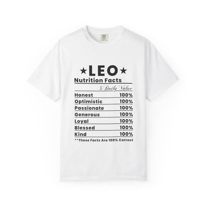 Leo Nutrition Facts T-Shirt, Zodiac Sign Gift, Astrological Tee, Astrology Apparel, Birthday Gift for Leos, Unisex Tee