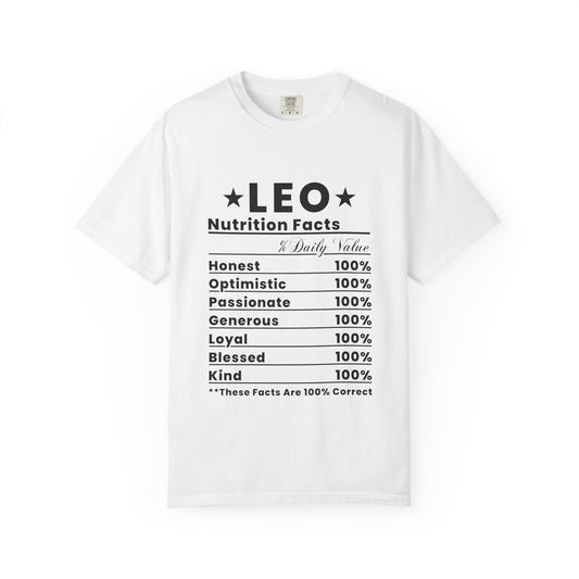 Leo Nutrition Facts T-Shirt, Zodiac Sign Gift, Astrological Tee, Astrology Apparel, Birthday Gift for Leos, Unisex Tee