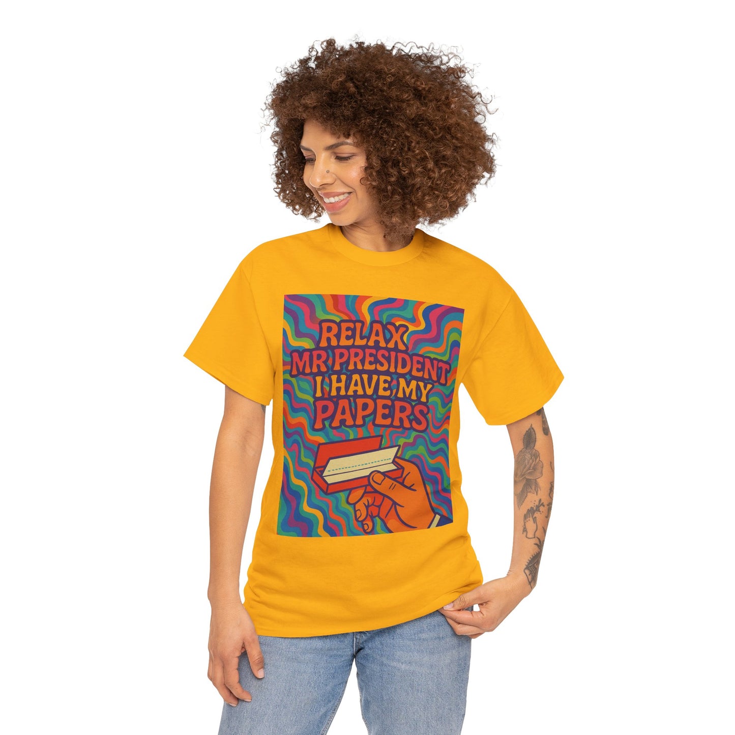 Colorful Political Statement Tee - Relax Mr. President Unisex Heavy Cotton Shirt, Gift for Activists, Humor T-Shirt, Casual Wear, Fun [...]