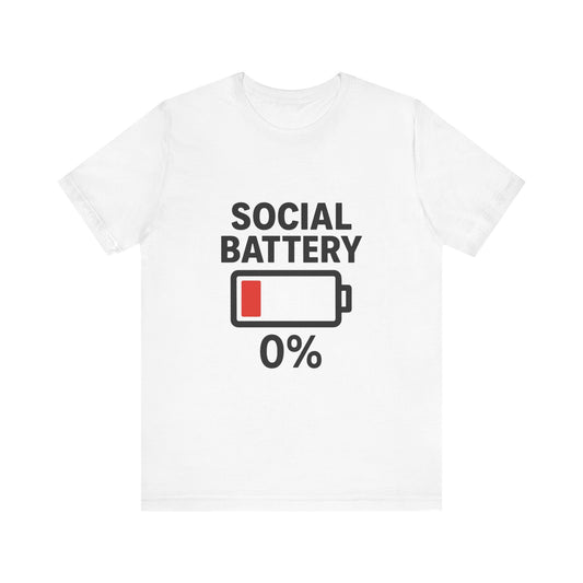 Social Battery Unisex Tee, Funny T-Shirt, Quirky Gift, Introvert Humor, Casual Wear, Relaxing Vibes