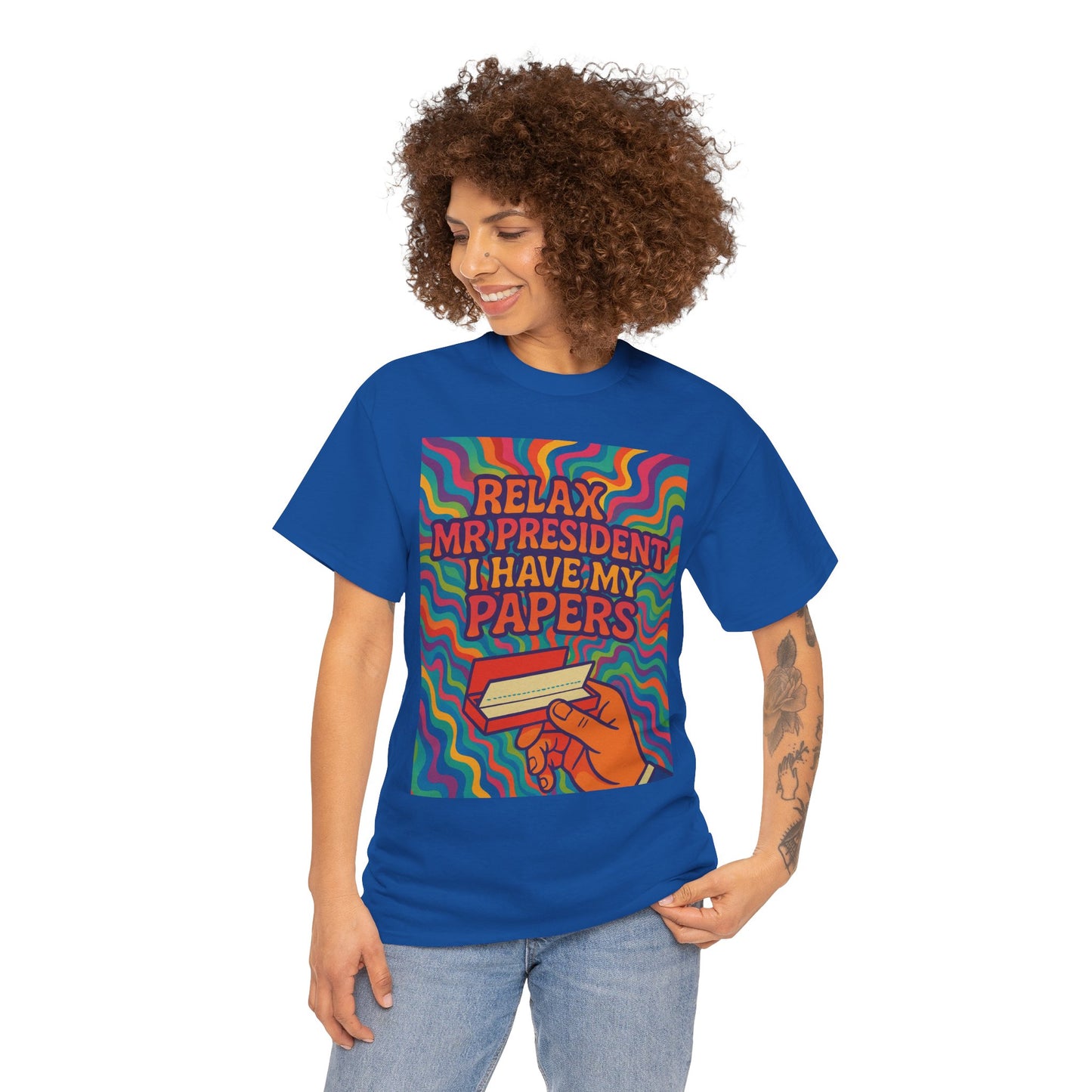 Colorful Political Statement Tee - Relax Mr. President Unisex Heavy Cotton Shirt, Gift for Activists, Humor T-Shirt, Casual Wear, Fun [...]