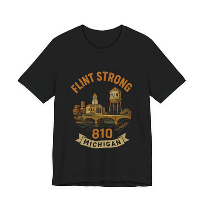 Flint Strong Unisex Tee, Michigan Pride Shirt, Gift for Flint Residents, Black Graphic T-Shirt, Casual Outfit Essential
