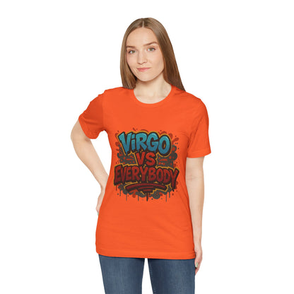 Virgo vs Everybody Graphic Tee, Unisex Zodiac T-Shirt, Astrology Gift, Birthday Apparel, Trendy Casual Wear