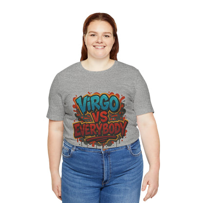 Virgo vs Everybody Graphic Tee, Unisex Zodiac T-Shirt, Astrology Gift, Birthday Apparel, Trendy Casual Wear