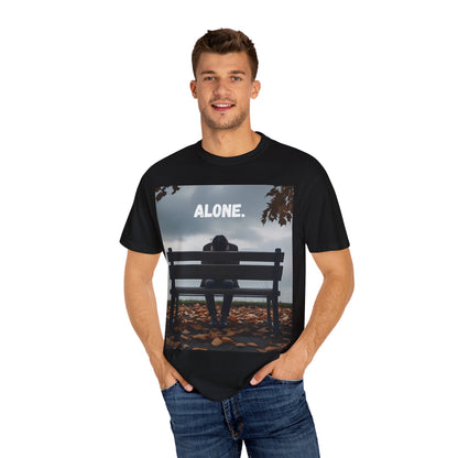 Emotional Unisex T-Shirt - 'ALONE.' Graphic Tee, Casual Wear, Gift for Reflection, Mental Health Awareness, Comfort Clothing