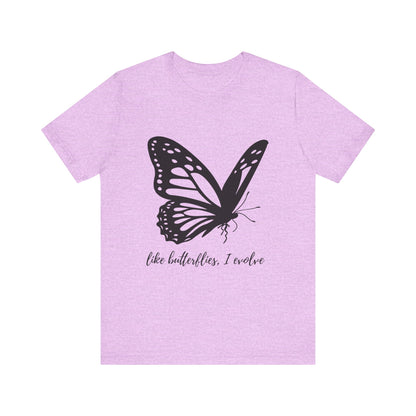 Butterfly Evolution Tee | Unisex Short Sleeve Shirt, Inspirational T-Shirt, Gift for Nature Lovers, Self-Discovery Apparel, Casual Wear