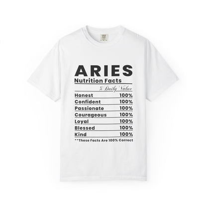 Aries Nutrition Facts T-Shirt for Astrology Lovers, Unisex Tee, Horoscope Gift, Zodiac Apparel, Astrology Birthday Gift