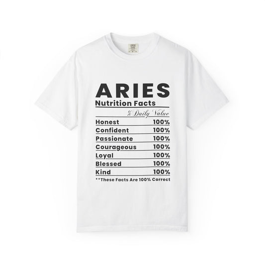 Aries Nutrition Facts T-Shirt for Astrology Lovers, Unisex Tee, Horoscope Gift, Zodiac Apparel, Astrology Birthday Gift