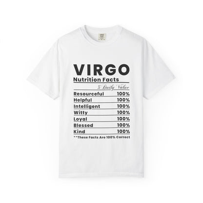 Virgo Nutrition Facts T-Shirt, Unisex Zodiac Tee, Astrology Gift, Birthday Shirt, Horoscope Apparel, Astrology Lover's Top