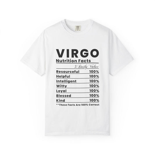 Virgo Nutrition Facts T-Shirt, Unisex Zodiac Tee, Astrology Gift, Birthday Shirt, Horoscope Apparel, Astrology Lover's Top