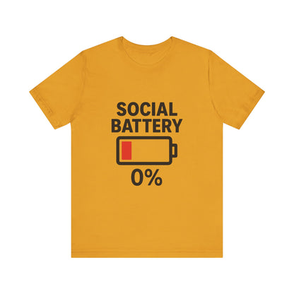 Social Battery Unisex Tee, Funny T-Shirt, Quirky Gift, Introvert Humor, Casual Wear, Relaxing Vibes