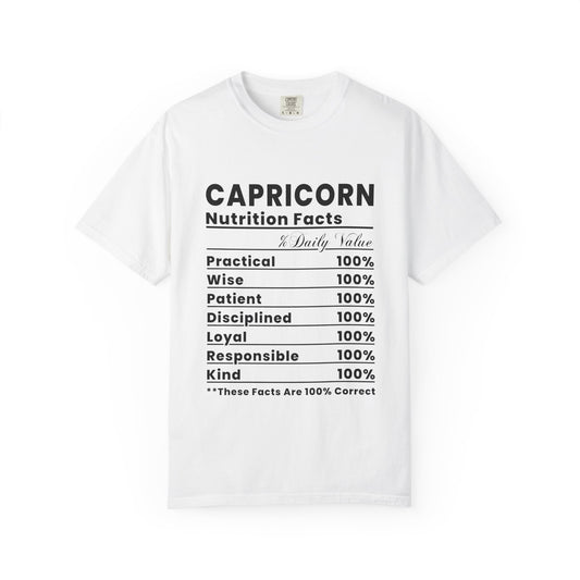 Capricorn Nutrition Facts T-Shirt, Zodiac Tee, Astrology Gift, Unisex Shirt, Horoscope Apparel, Birthday Present