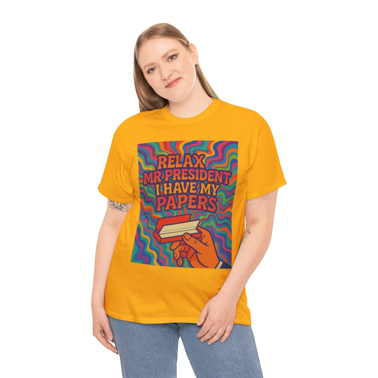 Colorful Political Statement Tee - Relax Mr. President Unisex Heavy Cotton Shirt, Gift for Activists, Humor T-Shirt, Casual Wear, Fun [...]