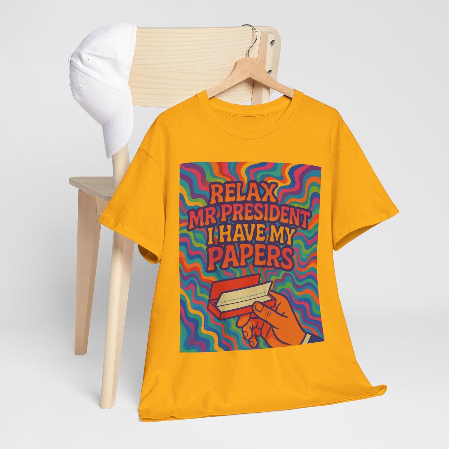 Colorful Political Statement Tee - Relax Mr. President Unisex Heavy Cotton Shirt, Gift for Activists, Humor T-Shirt, Casual Wear, Fun [...]