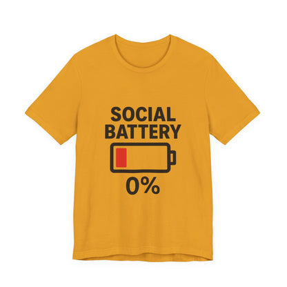 Social Battery Unisex Tee, Funny T-Shirt, Quirky Gift, Introvert Humor, Casual Wear, Relaxing Vibes