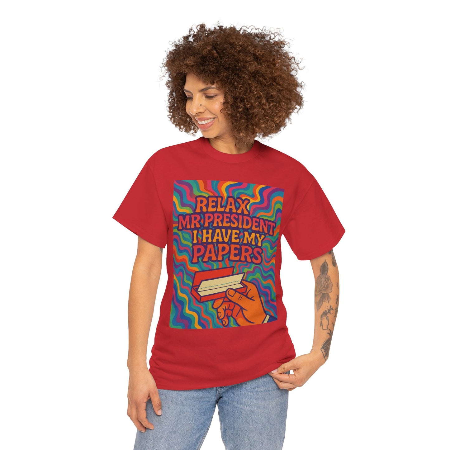 Colorful Political Statement Tee - Relax Mr. President Unisex Heavy Cotton Shirt, Gift for Activists, Humor T-Shirt, Casual Wear, Fun [...]