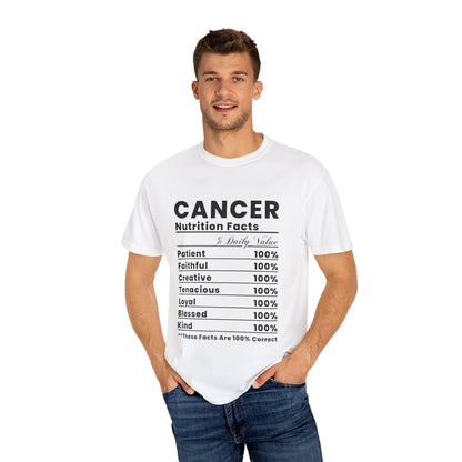 Cancer Zodiac Nutrition Facts T-Shirt, Astrology Tee, Birthday Gift, Unisex Casual Wear, Thoughtful Gift for Cancer Signs, Horoscope Apparel