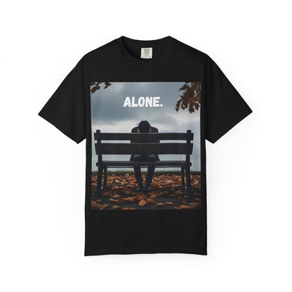 Emotional Unisex T-Shirt - 'ALONE.' Graphic Tee, Casual Wear, Gift for Reflection, Mental Health Awareness, Comfort Clothing