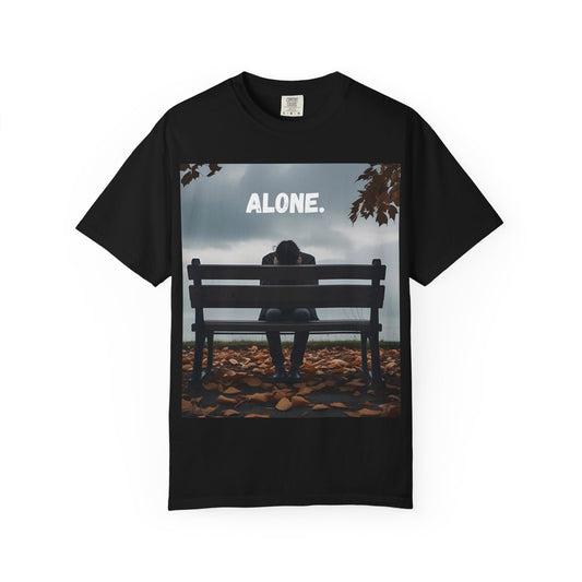 Emotional Unisex T-Shirt - 'ALONE.' Graphic Tee, Casual Wear, Gift for Reflection, Mental Health Awareness, Comfort Clothing