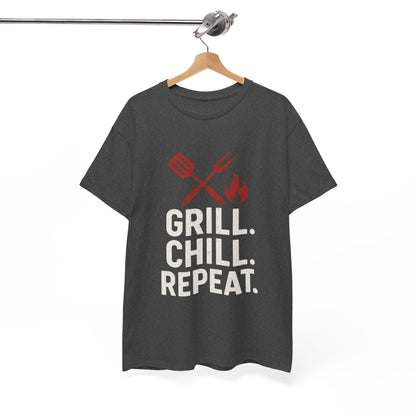 Grill Chill Repeat Tee | Summer BBQ Shirt, Unisex Cotton T-Shirt, Gift for Grill Lovers, Casual Summer Wear, Cookout Apparel