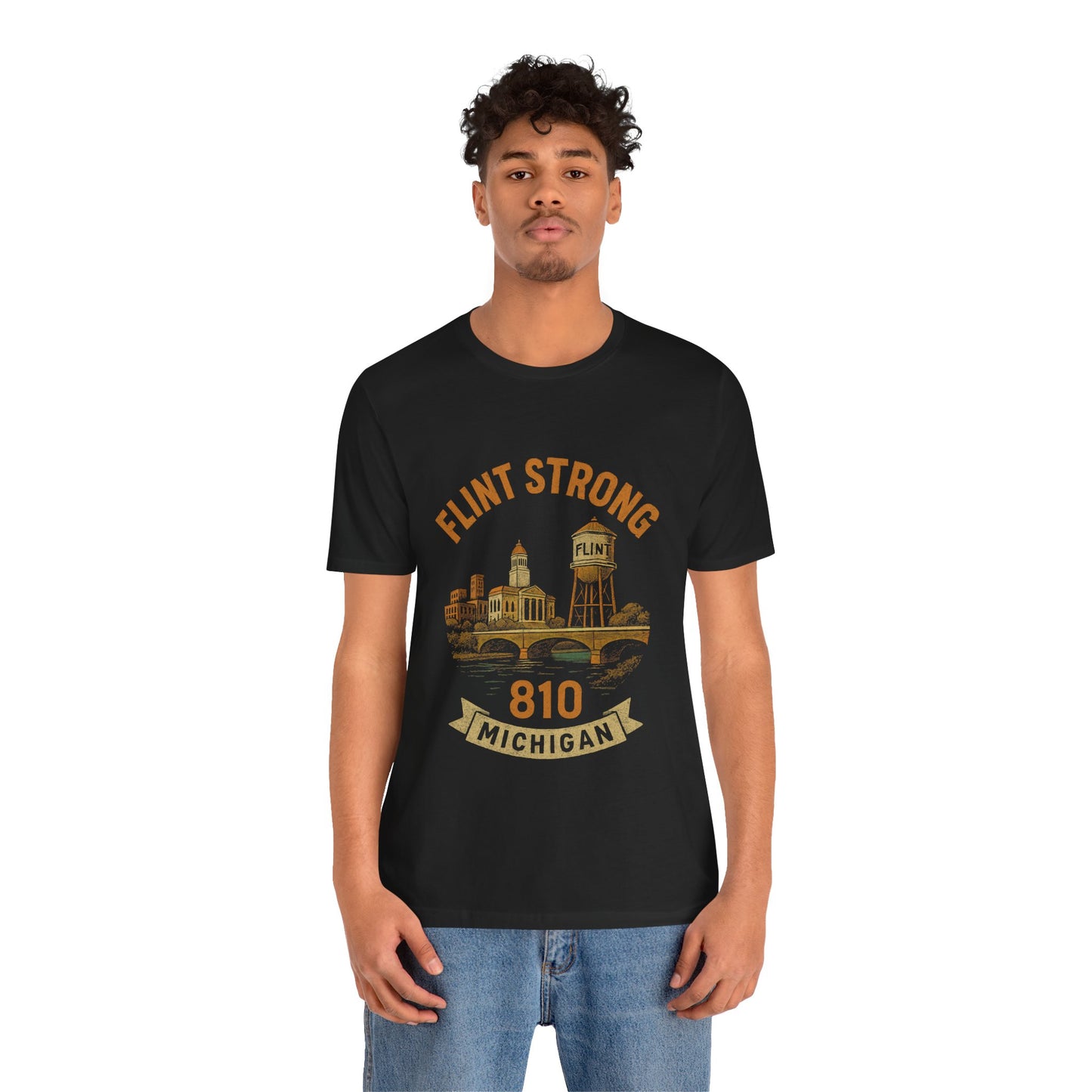 Flint Strong Unisex Tee, Michigan Pride Shirt, Gift for Flint Residents, Black Graphic T-Shirt, Casual Outfit Essential
