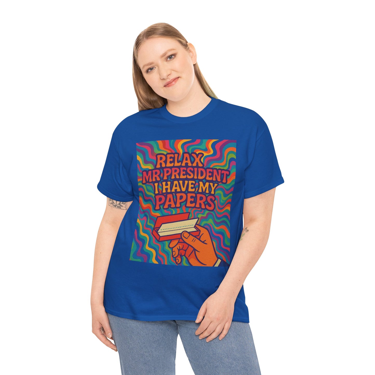 Colorful Political Statement Tee - Relax Mr. President Unisex Heavy Cotton Shirt, Gift for Activists, Humor T-Shirt, Casual Wear, Fun [...]