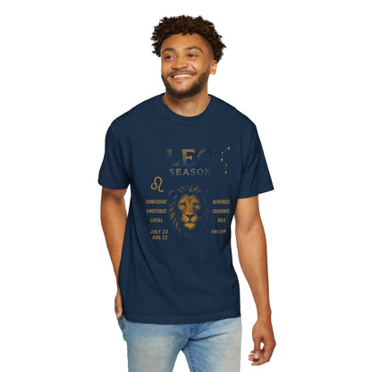 Leo Season Garment-Dyed T-shirt, Astrological Tee, Leo Zodiac Shirt, Astrology Apparel, Horoscope Top, Birthday Gift