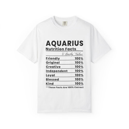Aquarius Nutrition Facts Unisex T-Shirt - Astrology Gift, Zodiac Tee, Horoscope Apparel, Funny Gift, Birthday Shirt
